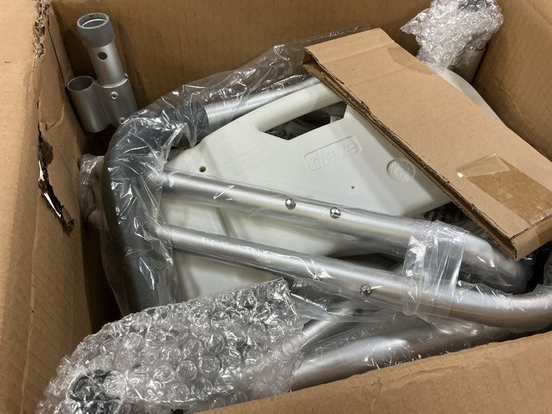 Condition photo showing Good Condition for Drive Medical Shower Chair with Back & Padded Arms - Adjustable Height Bath Seat for Safety & Comfort - Lightweight Aluminum Construction- 350 Lb Capacity - White