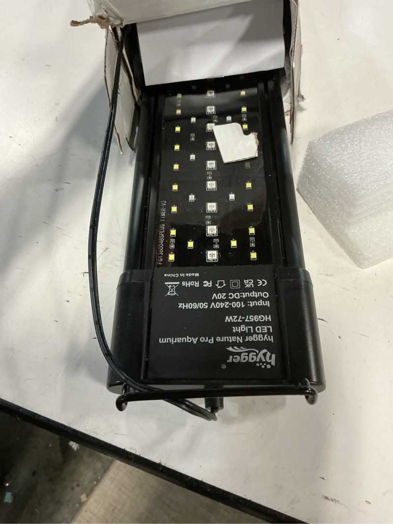 Condition photo showing item condition for hygger Auto On Off 48-55 Inch LED Aquarium Light Extendable Dimable 7 Colors Full Spectrum Light Fixture for Freshwater Planted Tank Build in Timer Sunrise Sunset 72W(48"-55")