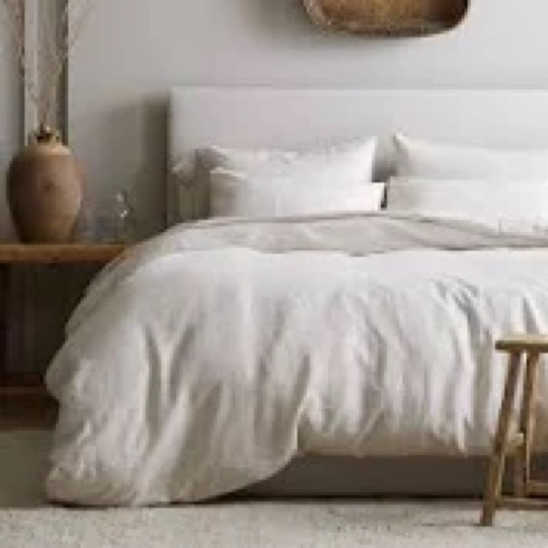 Bedsure 100% Washed Cotton Duvet Cover Oversized Queen - Natural White Minimalist Cotton Duvet Cover