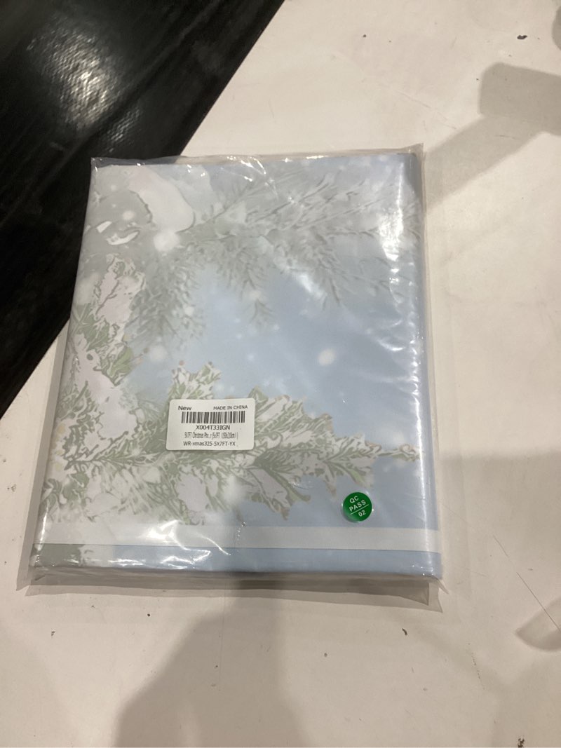 Condition photo showing New/Like New for 5X7FT Christmas Photography Backdrop Winter Forest North Pole Xmas Tree Background for Winter Holiday Christmas Family Party Decorations New Year Banner (5x7FT?150x210cm?)