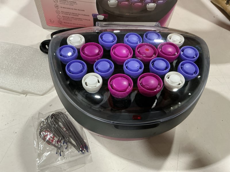 Condition photo showing Good Condition for remington ionic conditioning hair setter, 20 velvet hair rollers, 6 large (1¼”), 10 medium (1"), 4 small (¾”), blowout style hair curlers pink 1 count (pack of 1)