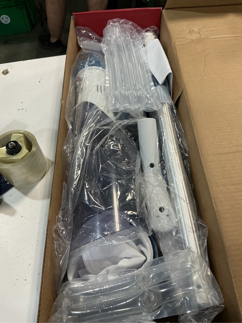 Condition photo showing Good Condition for pool vacuum for above ground pool with a telescopic pole, running time up to 1h, handheld rechargeable pool cleaner with powerful suction up to 18.5 gallons/min, ideal for leaves & debris, pc10 pc10 blue