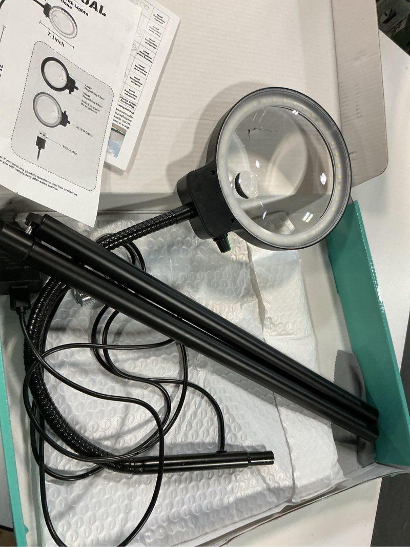 Condition photo showing Good Condition for 10X 30X Floor Magnifying Glass with Light and Stand,36 LED Flexible Gooseneck Magnifying Lamp, Adjustable Brightness Large Lighted Magnifiers for Reading,Sewing,Crafts,Painting,DIY,Close Work Black