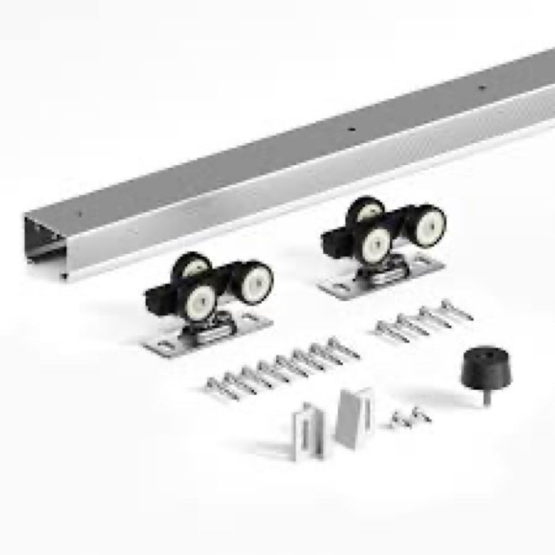 FINOSEN 6FT Commercial Grade Sliding Pocket Door Hardware Track Kit,Top Mount,Heavy Duty,Smoothly an