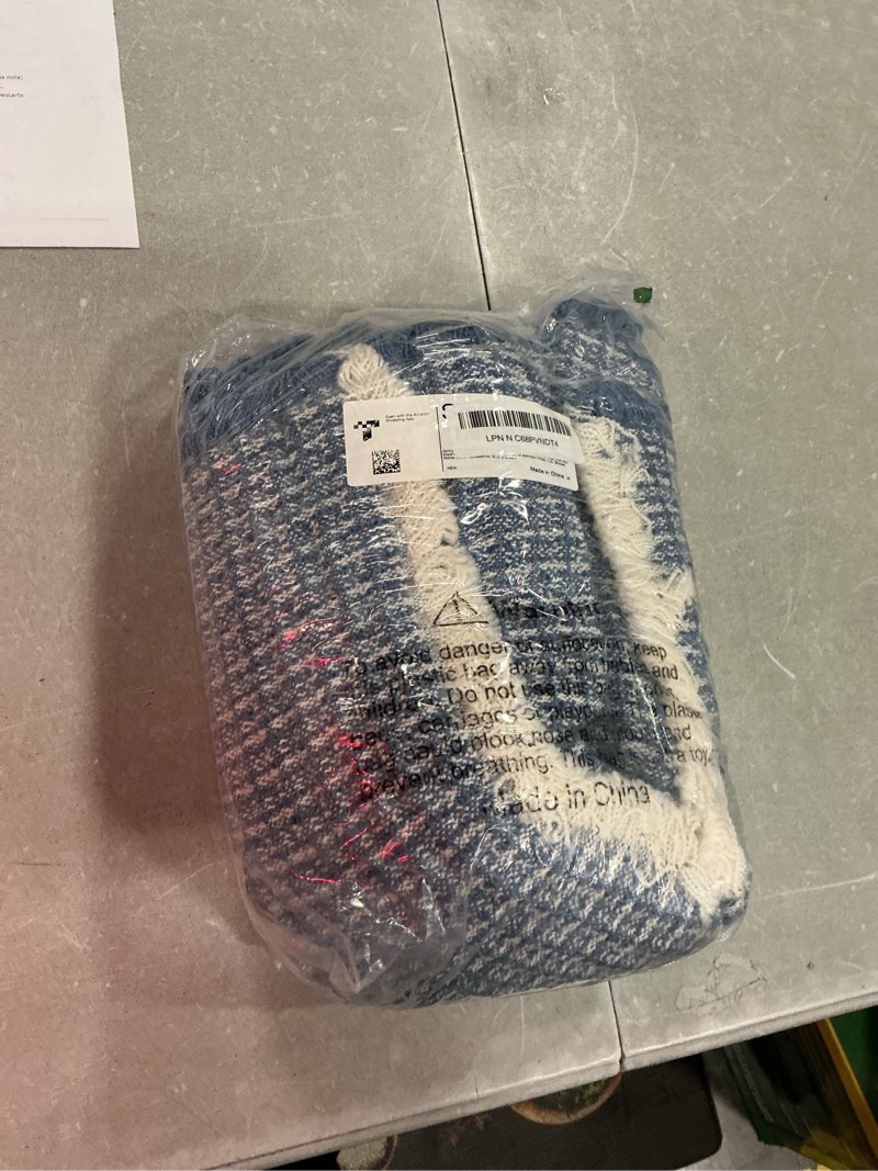 Condition photo showing Good Condition for smiry waffle bath mat 47x24, extra soft absorbent bathroom rugs, non slip machine washable quick dry bath rugs for bathroom floor, tub, shower, home decor accessories, blue & cream blue & cream rectangular 47" x 24"