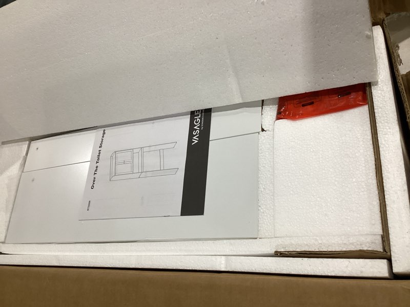 Condition photo showing Good Condition for vasagle over the toilet storage cabinet, bathroom storage cabinet with doors, adjustable shelves, space-saving, modern, 7.9 x 24.6 x 70 inches, cloud white ubts008wh01s cloud white without side storage(24.6")