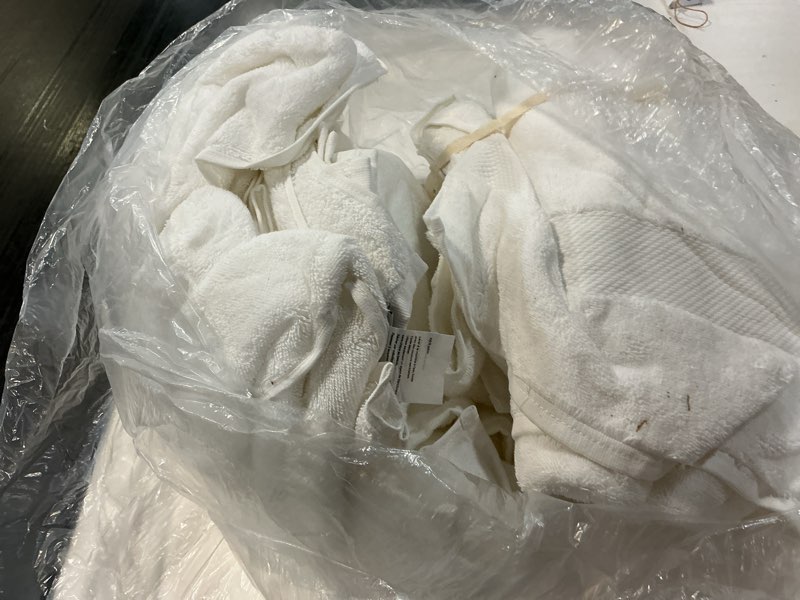 Condition photo showing As Is for turkish ultra plush bath towel bundle, one size, white