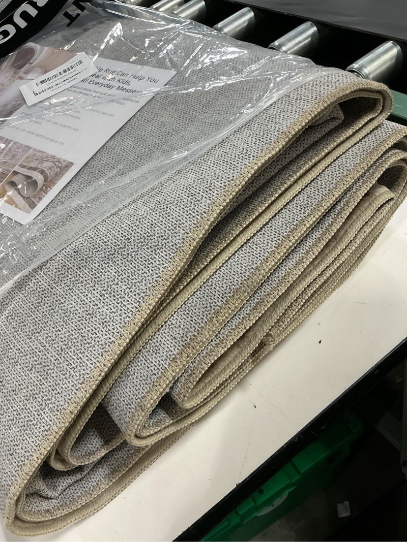 Condition photo showing Good Condition for madane 8x10 area rugs for living room, machine washable vintage neutral rug with non-slip backing, soft large throw rug, thin carpet for bedroom dining room farmhouse (8 x 10, beige/brown) beige/brown 8' x 10' (rectangular)