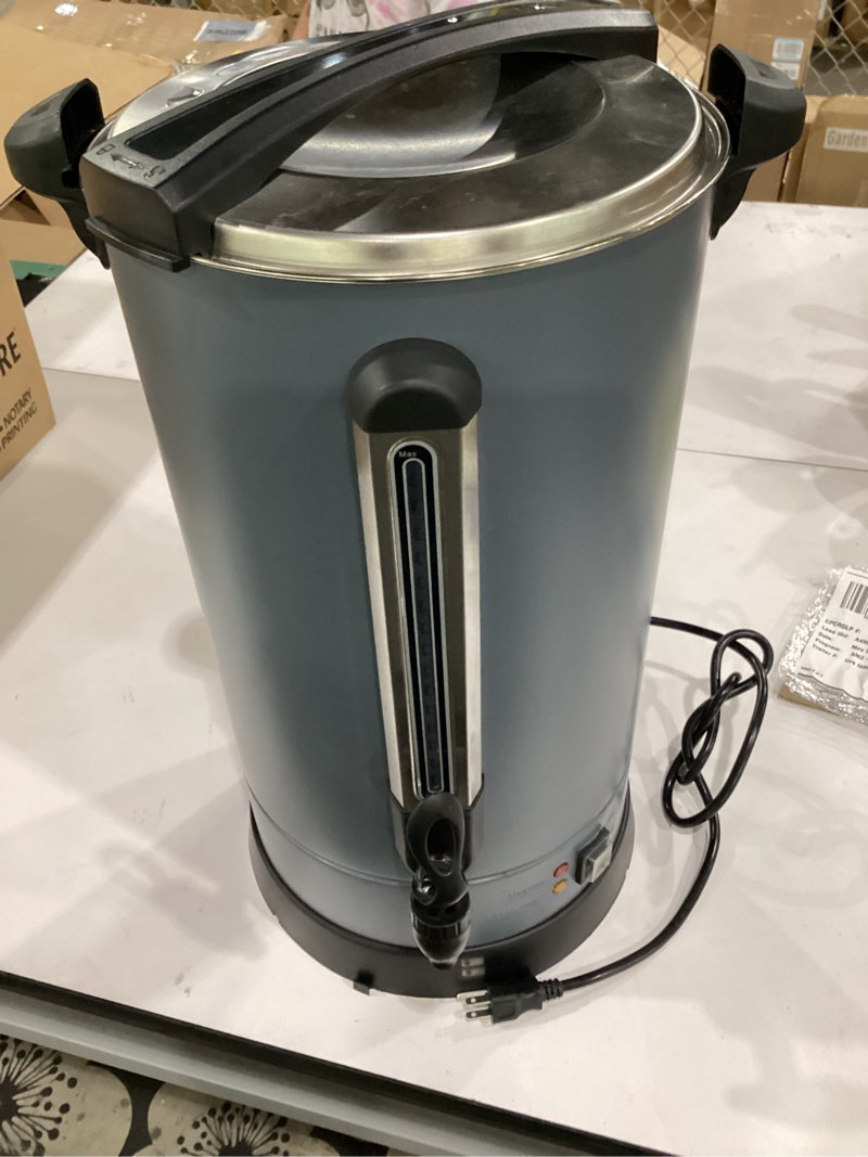 Condition photo showing Good Condition for not tested**** garvee 18 l/120 cups coffee urn- 4.8 gal double wall commerical coffee maker for buffet catering wedding gathering,large capacity hot coffee dispenser,stainless steel hot water urn-grey gray 120 cups/18l