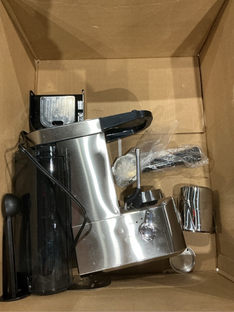 Condition photo showing Good Condition for 20bar espresso machine, compact espresso maker with milk frother, stainless steel coffee machine for cappuccino&latte, 42oz water tank, visible pressure gauge, home&office, silver