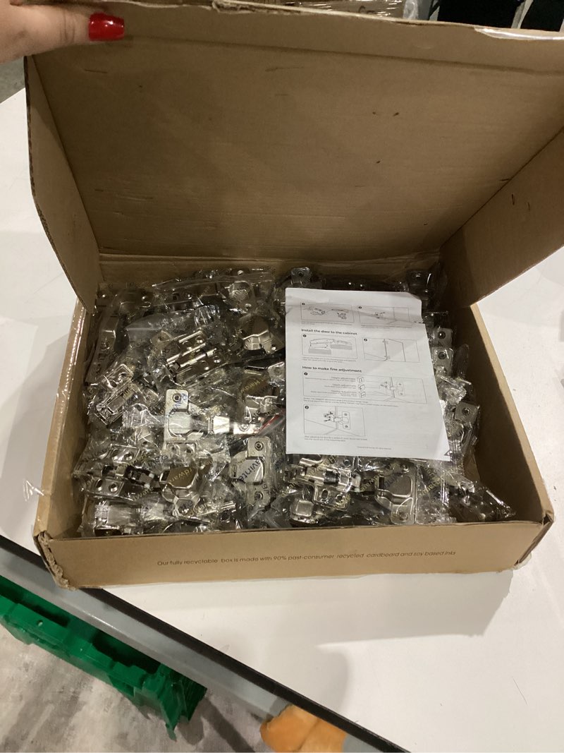 Condition photo showing Good Condition for ravinte 50 pack 25 pairs european kitchen cabinet hinges soft close half overlay door heavy-duty frameless adjustable concealed cabinet cup hinges 50 half overlay