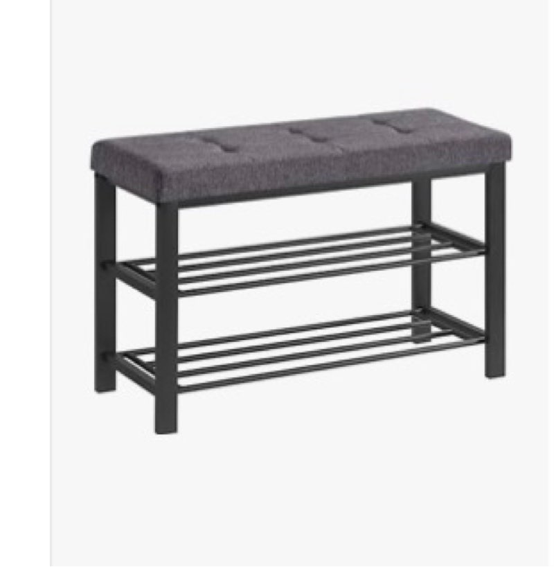 HSH Black Bench, 57” Long Entryway Bench with Shoe Storage, Corner Convertible Storage Bench with Sh
