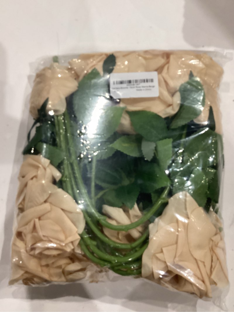 Condition photo showing Good Condition for 15pcs fake roses artificial silk flowers faux rose flower long stems bouquet for arrangement wedding centerpiece party home kitchen decor 15pcs beige 15
