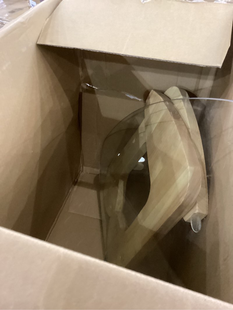 Condition photo showing As Is for EASYSOUL Modern Glass Coffee Table, 32.68" D x 22.44" W x 15.75" H, Abstract Round Tea Tables for Living Room Home Office Industrial Cocktail Tables (Log-Clear Glass, 32.68") Log-clear Glass 32.68"