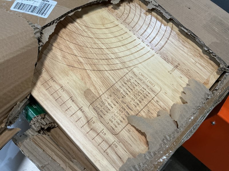 Condition photo showing Good Condition for montex pastry board with measurement 24'' x 20", wooden kneading board, pastry board for rolling dough, pastry baking board with counter lip