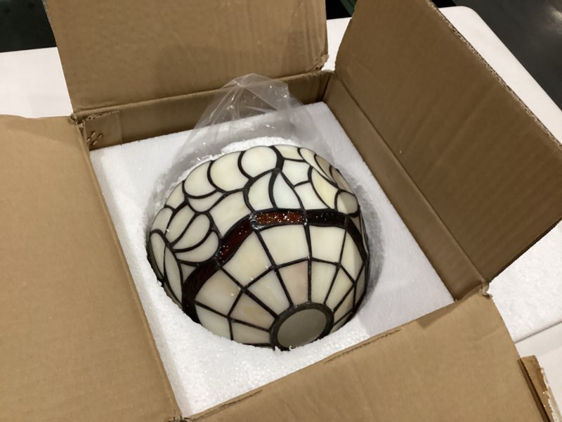 Condition photo showing As Is for 8-inch tiffany style lampshade replacement, pastoral floral stained glass lamp shade only for table lamps pendant lamps wall lights,large hole
