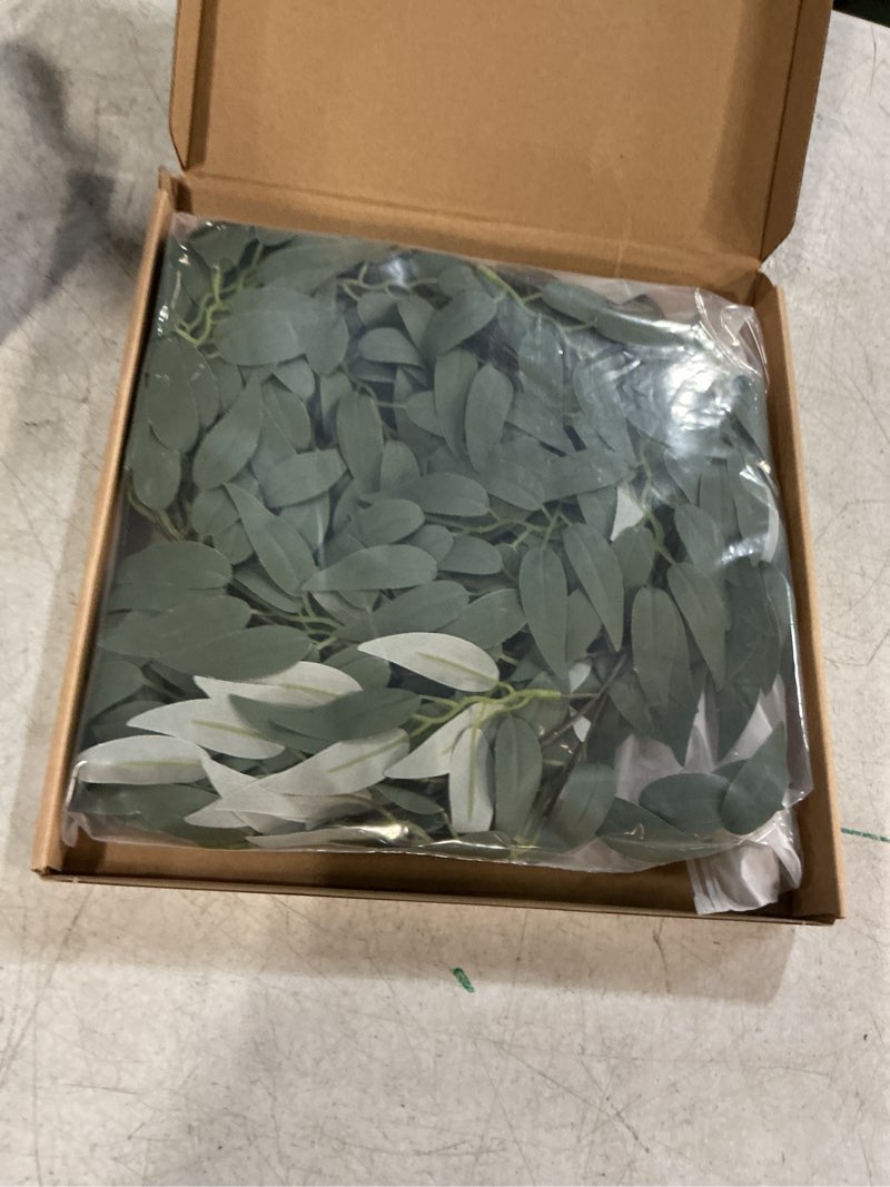 Condition photo showing Good Condition for ling's moment italian ruscus greenery, 5.9ft artificial silk willow leaf garland, fake wispy rustic vine stem swag for table centerpieces wedding arch decor, dusty green