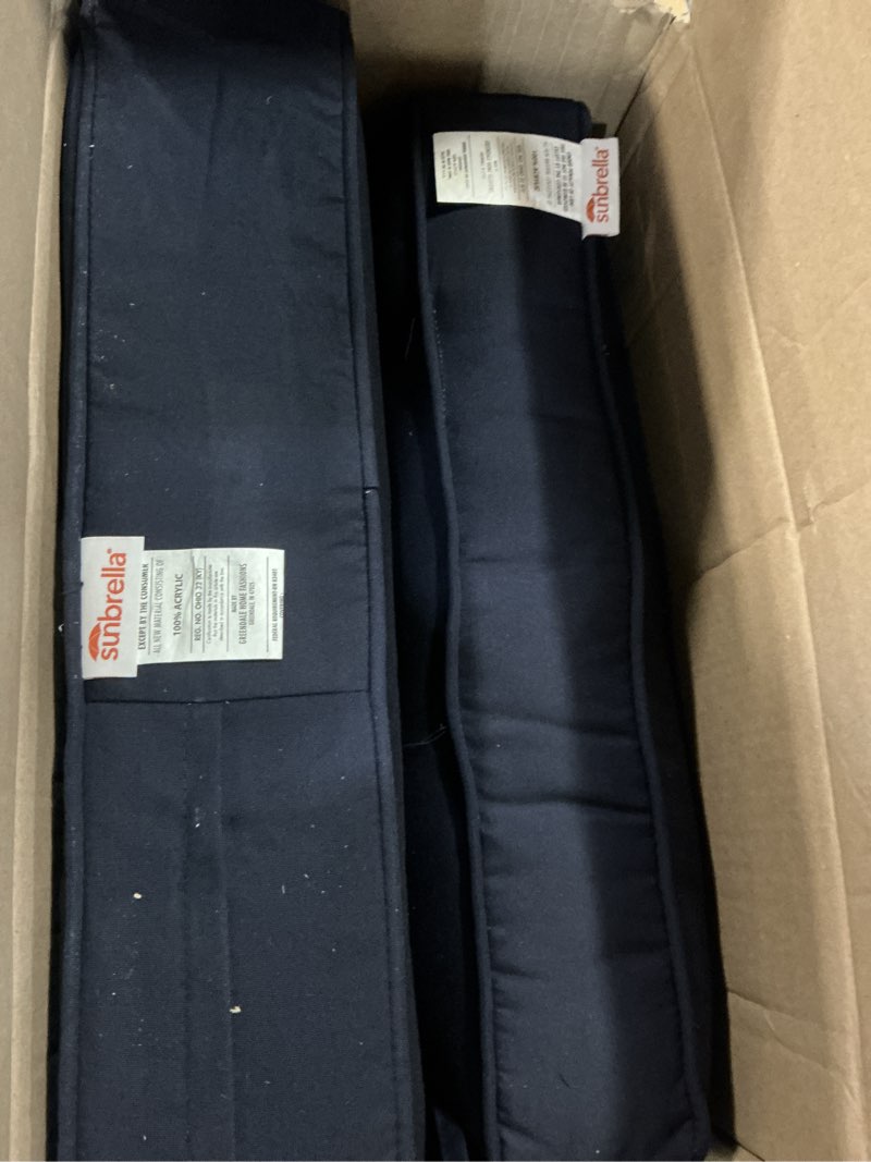 Condition photo showing As Is for greendale home fashions outdoor 2-piece sunbrella premium deep seat cushion set, canvas navy