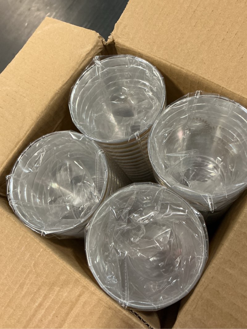 Condition photo showing New/Like New for 100 pieces monogrammed plastic cups gold foil letter s disposable cups 12 oz clear initial party cups for wedding birthday baby shower personalized party drinkware