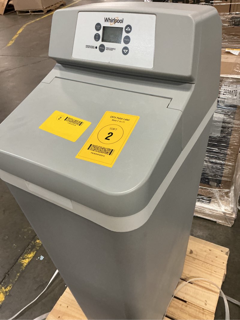 Condition photo showing As Is for whirlpool 33000 -grain water softener for hard water and iron reduction