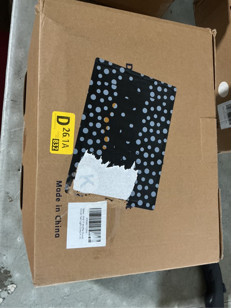 Condition photo showing New/Like New for phf waffle weave duvet cover set king size, no snagging ultra soft luxury textured breathable comforter cover for all season 3pcs, durable bedding duvet set with 2 pillow shams, 104"x90", light grey king light grey (no comforter)