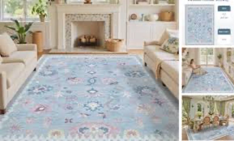 7x9 washable area rugs - modern oushak rug vintage floral carpet for living room non-slip low pile s
