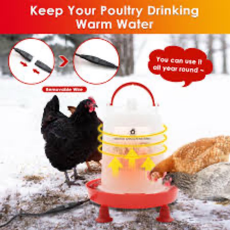 6L Chicken Waterer Heated for Winter Chicken Water Heater wiith Adjustable Leg Support 35W BPA-Free 