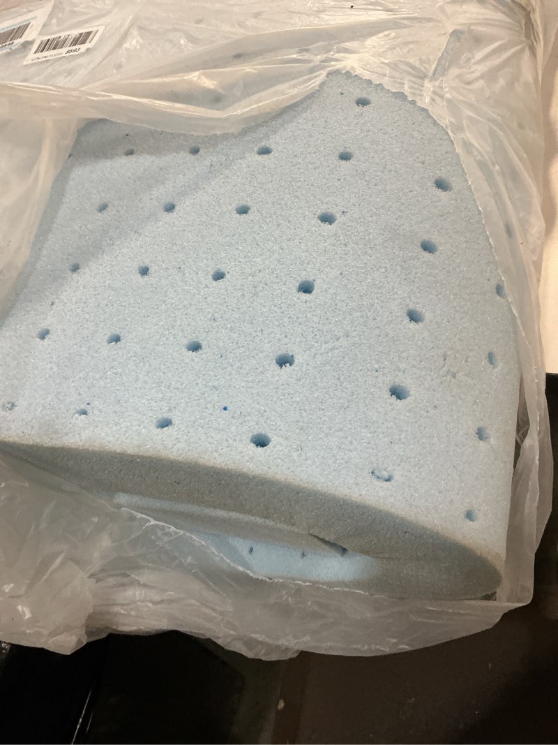 Condition photo showing As Is for Best Price Mattress 3 Inch Ventilated Memory Foam Mattress Topper, Cooling Gel Infusion, CertiPUR-US Certified, Dorm Essentials, Queen