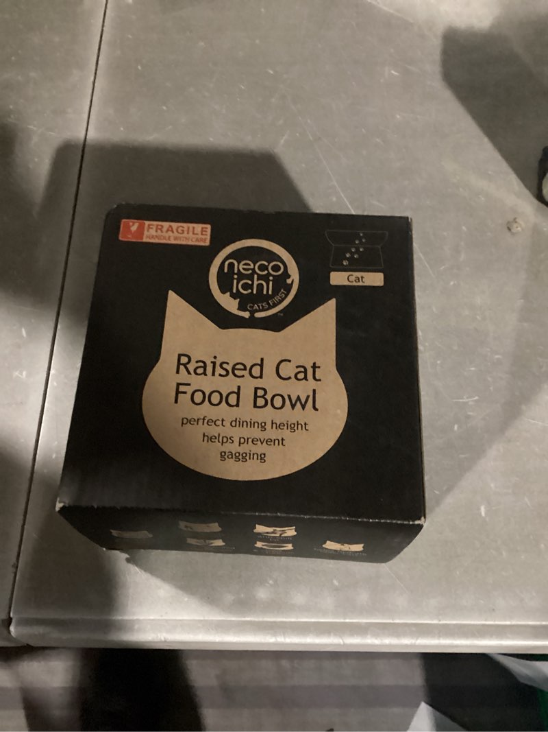 Condition photo showing New/Like New for Necoichi Raised Cat Food Bowl – Ceramic Elevated Cat Bowl for Whisker & Neck Fatigue, Dishwasher Microwave Safe – Non-Slip & Anti Vomiting Ergonomic Design (Cats, Regular, 1-Cup Capacity) Cat Small Flat (1 Cup)