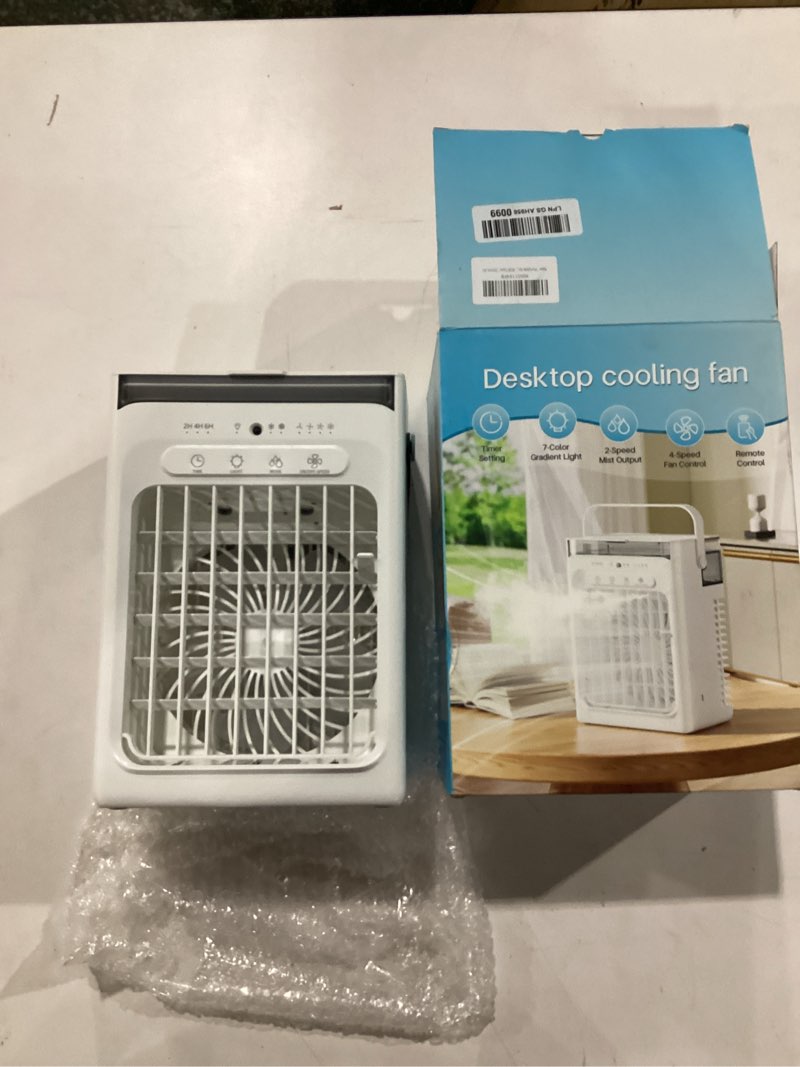 Condition photo showing Good Condition for portable air conditioners, air cooler evaporative personal mini ac with remoter, 4 wind speed, 2-4-6h timer, 2 modes, colorful night light, portable ac for room, car, bedroom, office, outdoor