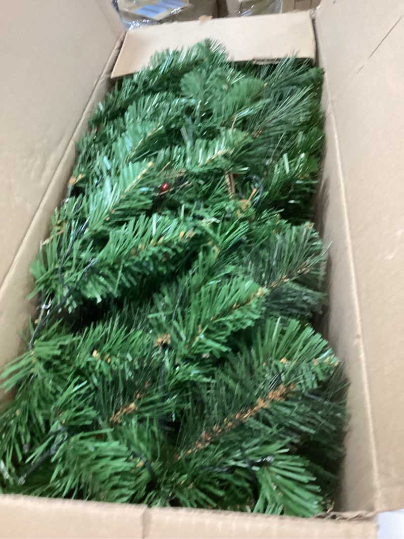 Condition photo showing Good Condition for Brightown 48-inch Large Christmas Wreath with Timer and Memory Function, Featuring 200 Warm White LED Lights, PVC Pine Needles, Leaves, Red Berries and Cones, for Doors, Walls and Mantels, Plug-in Green 48inch