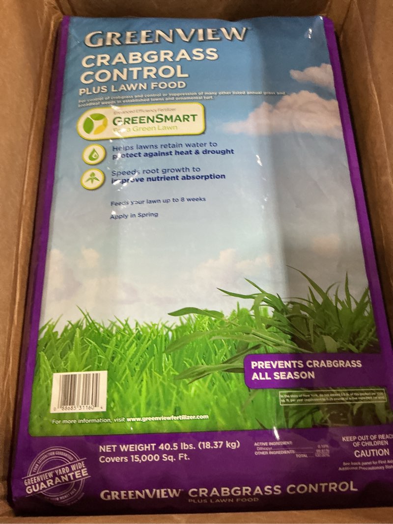 Condition photo showing New/Like New for greenview crabgrass control plus lawn food - 40.5 lb. bag - covers 15,000 sq. ft.