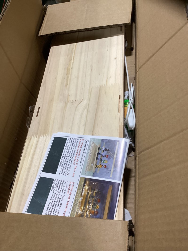 Condition photo showing As Is for LANSCOERY LED Lighted Acrylic Display Case, 3 Tier Display Box for Collectibles and Action Figures, Clear Dustproof Organizer with Wooden Base – 23x6.5x7.4inch Wood With Light 3 Tier 23x6.5x7.4inch;58.3x16.5x18.8cm