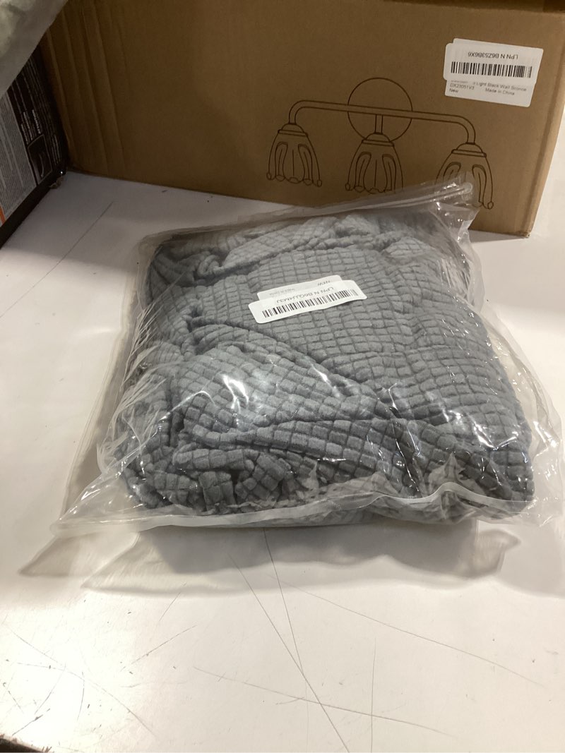 Condition photo showing Good Condition for anwuchen ottoman cover - stretch knitted jacquard slipcover for square storage foot stool - soft thick with elastic bottom - large dark gray