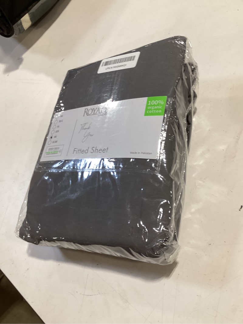 Condition photo showing Good Condition for royale linens 100% organic cotton fitted sheet - percale weave - super soft deep pocket bottom sheets - grey elastic sheet king size - king fitted sheets only - (78"x80"+15", grey) charcoal king
