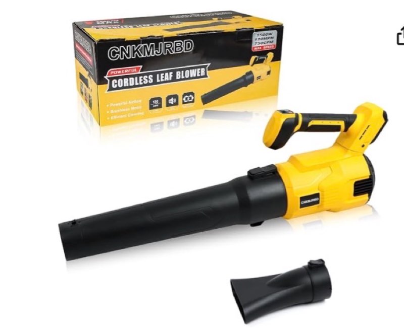 cordless leaf blower - 1500w brushless,120mph speed/750cfm volume.compatible with dewalt 20v max battery(battery not included) for lawn, garden & driveway cleaning