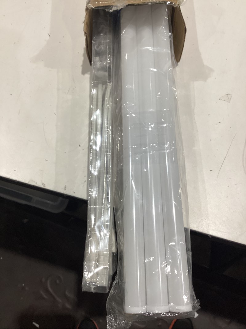 Condition photo showing New/Like New for barrina (6 pack led t5 integrated single fixture, 4ft, 2200lm, 6500k super bright white, 20w utility led shop light, ceiling and under cabinet light, corded electric with on/off switch, etl listed