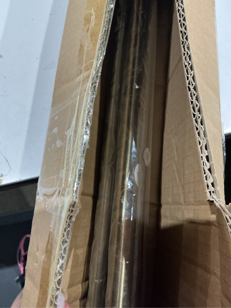 Condition photo showing As Is for anqiue bronze double curtain rods for windows 72-144 inch,heavy duty double curtain rod with aluminum finial and bracket,adjustable double window rods for blackout or room darkening panel anqiue bronze 72-144"