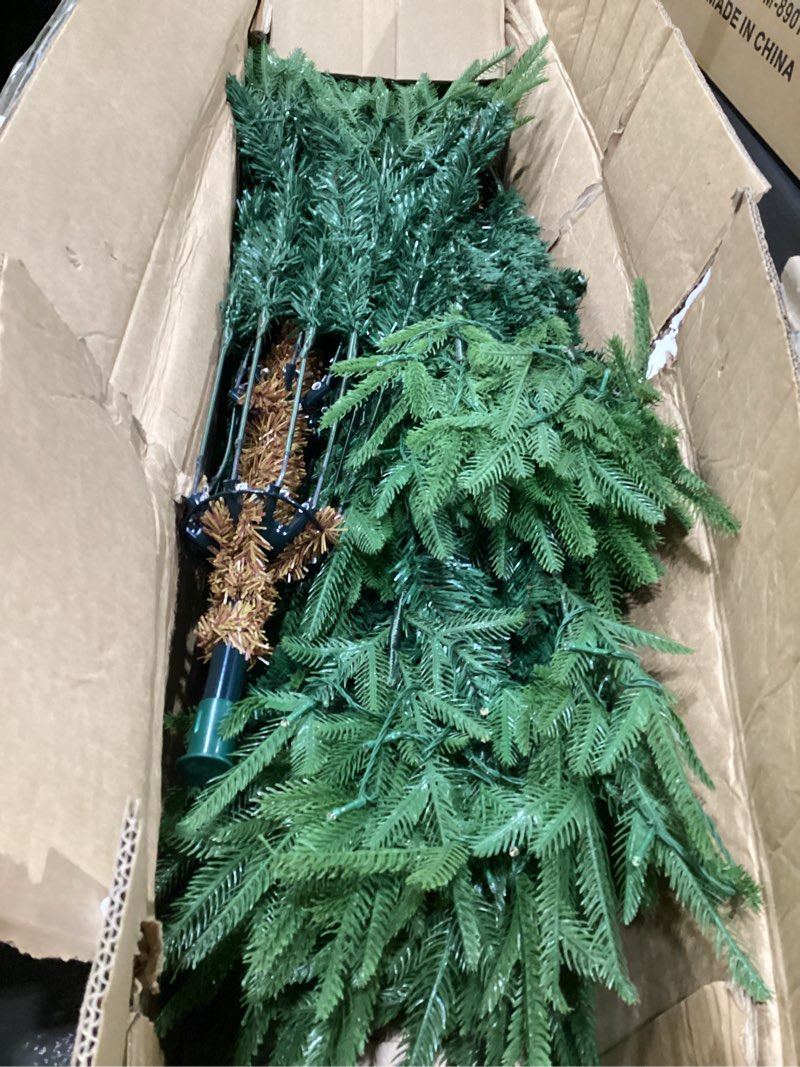 Condition photo showing As Is for 8 FT Pre-Lit Artificial Christmas Tree with 400 Dual-Color LEDs & Timer, 890 Realistic Branch Tips, Metal Stand for Holiday Home Christmas Decorations 8FT Tree