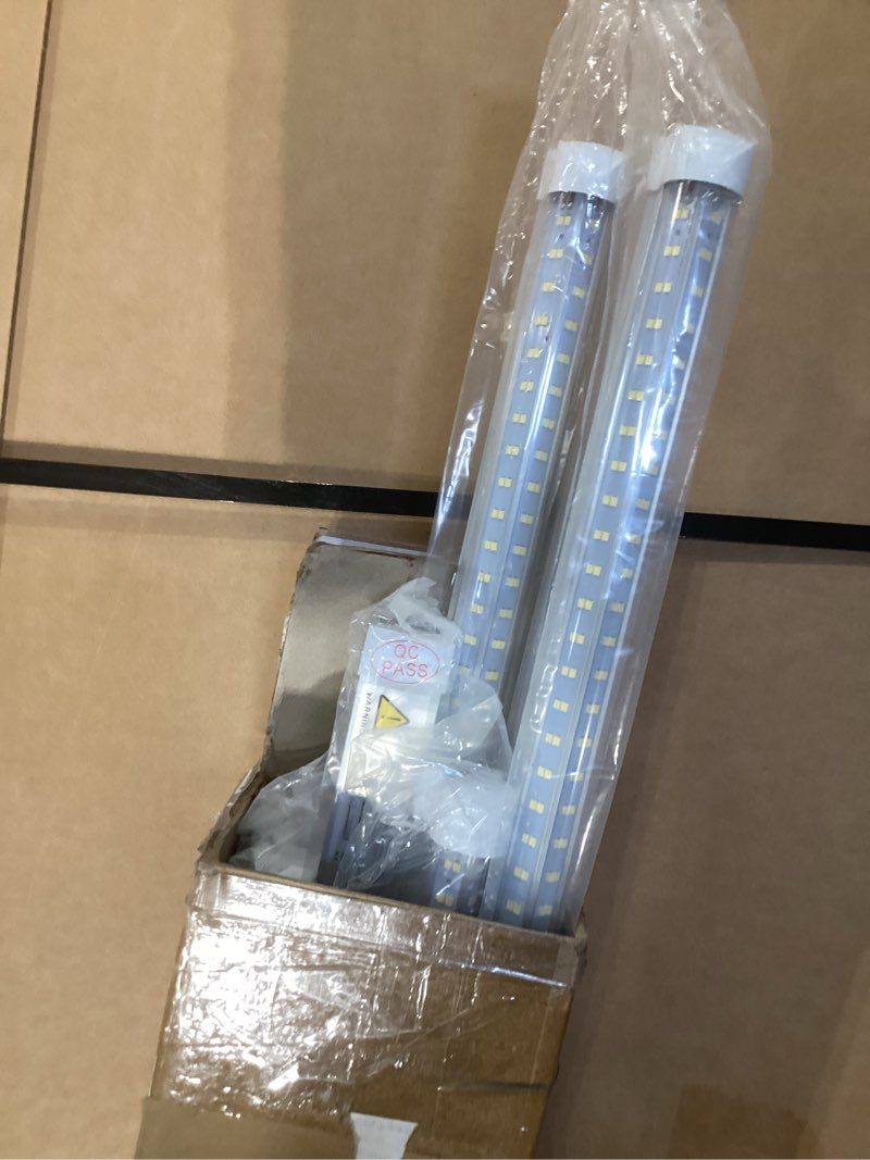 Condition photo showing As Is for 8FT LED Shop Light Fixture, White 10 Pack T8 Integrated Tube Lights, 72W 9500LM 6500K High Output Clear Cover, V Shape 270 Degree Lighting for Garage Warehouse, Upgraded Lights Plug and Play 8ft-6500k-10pack NOT TESTED  INCOMPLETE 