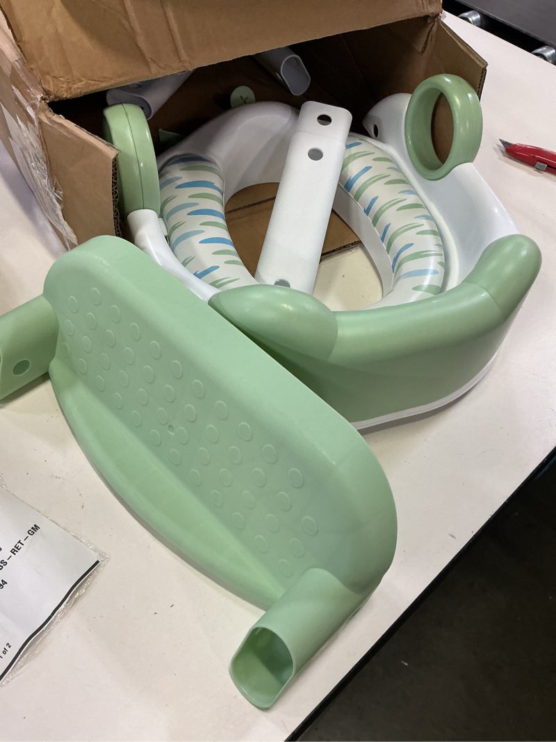 Condition photo showing As Is for hopscotch lane frog character step up potty - toddler toilet seat with ladder, children 12+ months