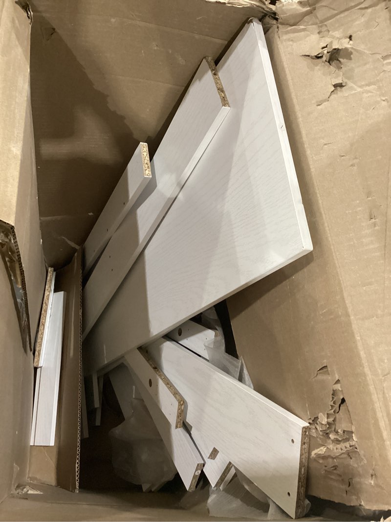Condition photo showing As Is for SCUFFED CORNER Safdie & Co. - White Console Tables for Entryway, Boho Console Table with Drawer and Shelf, Use As Doorway Table, White Makeup Desk, or Accent Furniture for Decorating Foyer, 12 x 40 x 30 Inches