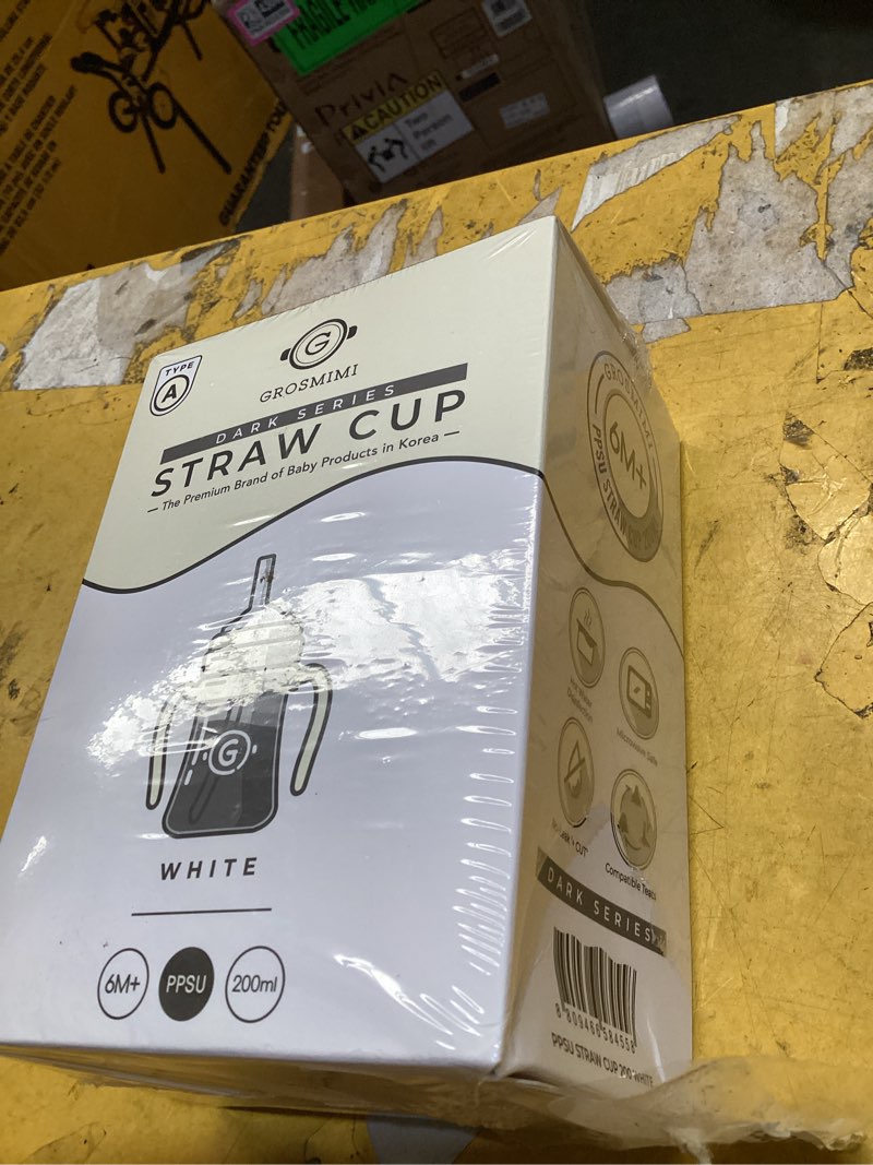 Condition photo showing As Is for grosmimi spill proof no spill magic sippy cup with straw with handle for baby and toddlers, customizable, ppsu, bpa free 6 oz (white)