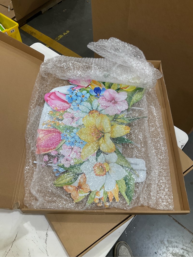 Condition photo showing Good Condition for frienda spring outdoor decorations multiple stacked rustic flower truck decorative garden stakes for spring decor, watercolor truck metal yard signs for home outside garden lawn porch