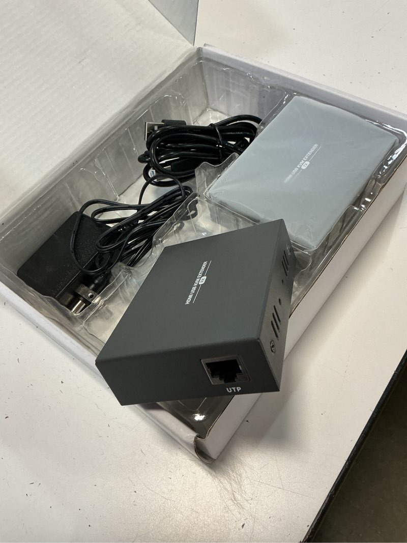 Condition photo showing Good Condition for hdmi kvm usb extender transmit 1080p hd video over cat5e/6 ethernet cable 50m (164ft) for mouse and keyboard control remote signals black