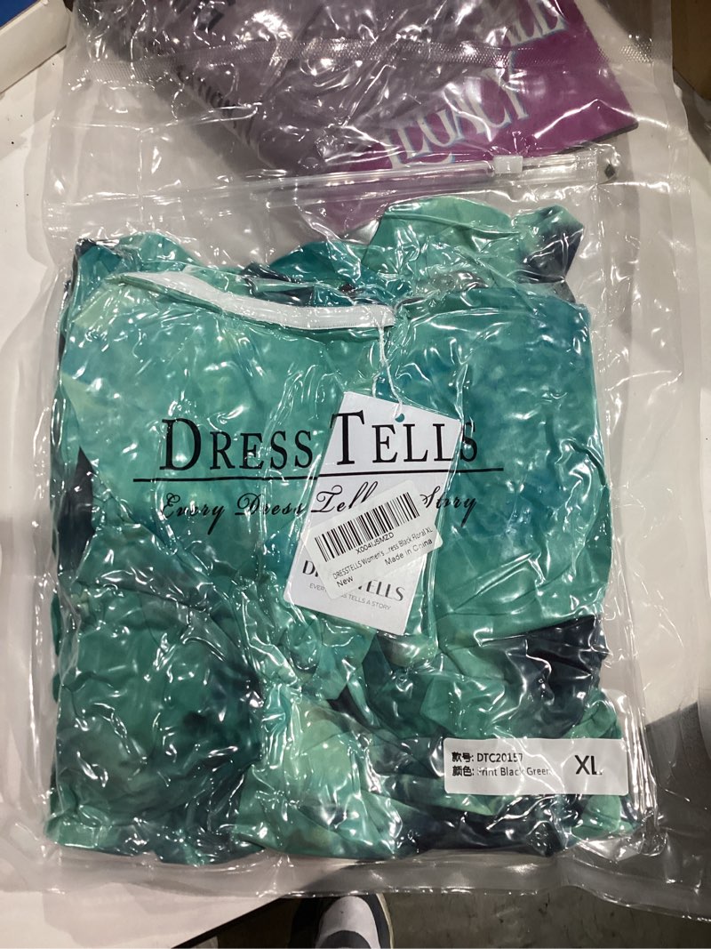 Condition photo showing New/Like New for DRESSTELLS Women's Wedding Guest Fall Maxi Bodycon Cocktail Dresses Long Floral Printed Party Homecoming Dress Black Green Floral X-Large