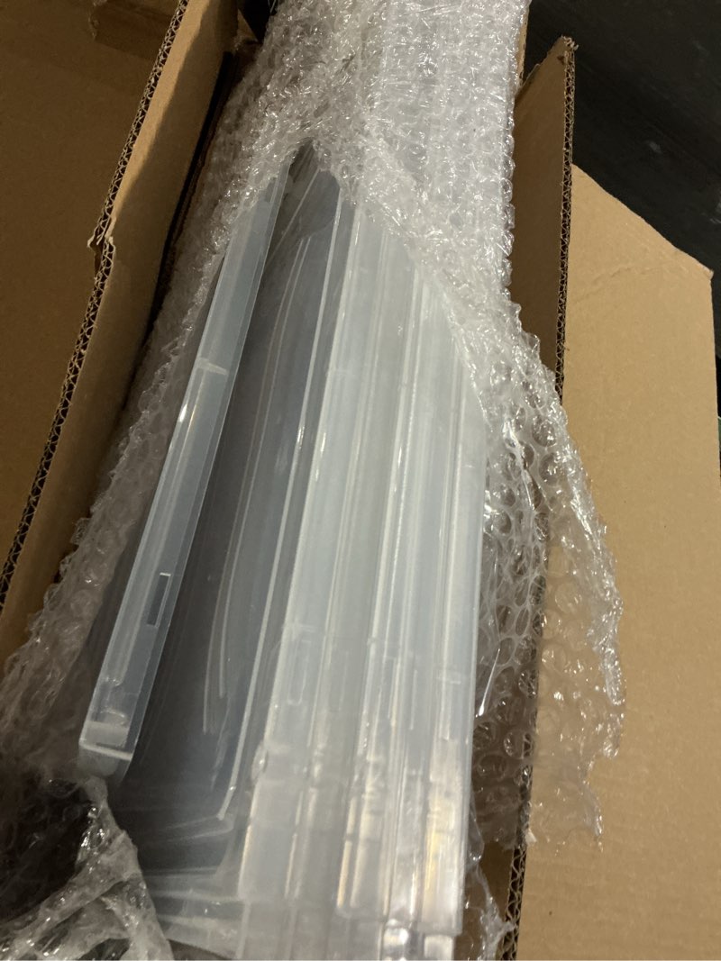 Condition photo showing Good Condition for 12 Pack Clear Shoe Storage Organizer with Magnetic Door,Stackable Plastic Shoe Boxes for Sneakers,Boots,and Heels,Space-Saving Foldable Shoe Rack for Closet,Durable Shoe Cabinet Organizer,White White 12 pcs