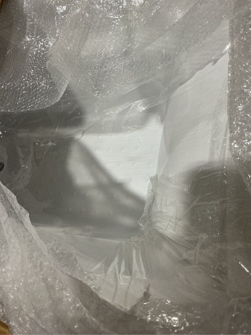 Condition photo showing New/Like New for acrylic soaking alcove rectangular bathtub with left drain and overflow in white with chrome