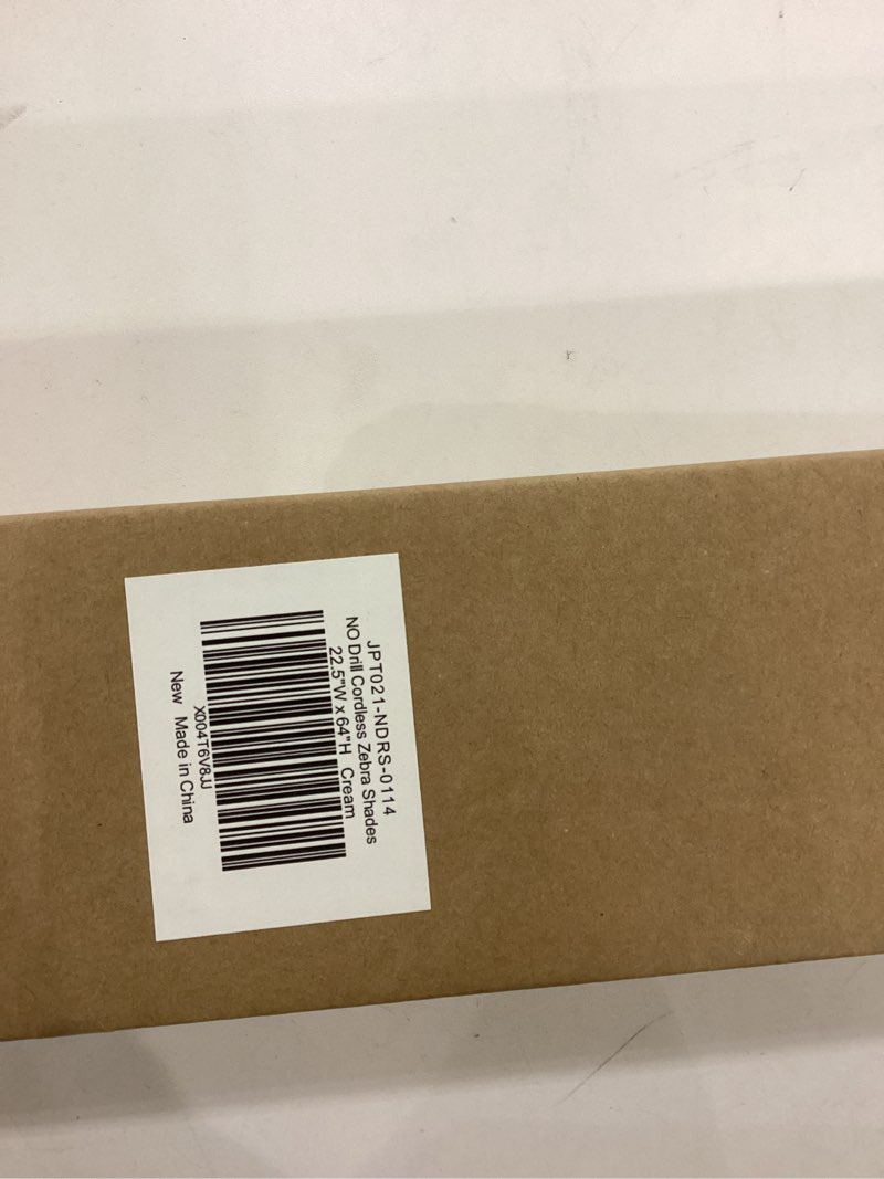 NO Drill Cordless Zebra Shades 22.5"W x 64"H Cream