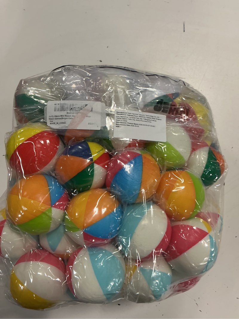 Condition photo showing New/Like New for 48 pcs beach stress ball 2.5 inch summer mini stress relief balls rainbow squeeze toys pu foam squeezy toy for girls boys adults beach birthday party favors water pool games(bright color)